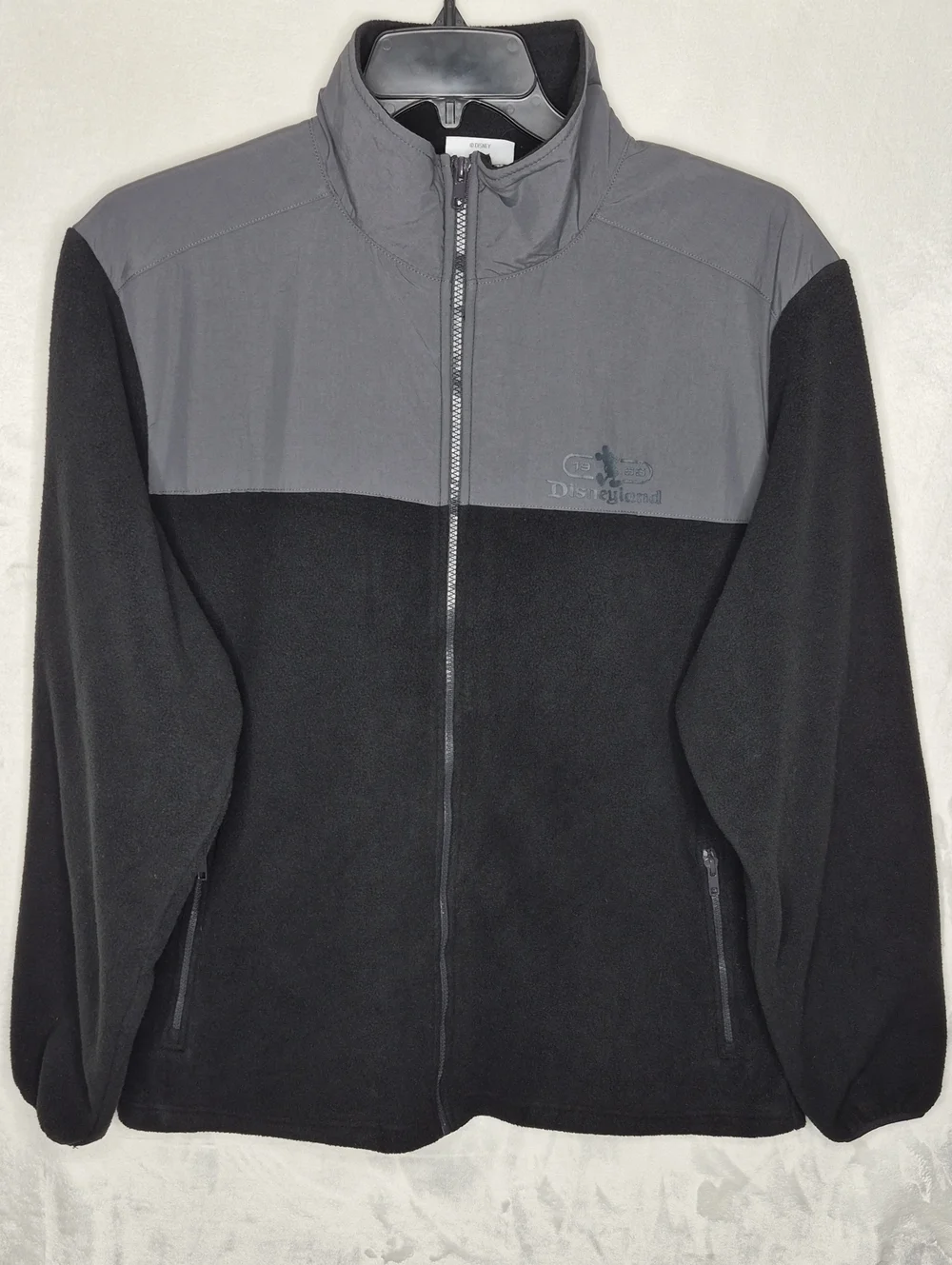 Disney Parks Disneyland Embroidered Castle Full Zip Fleece Jacket Gray Black L